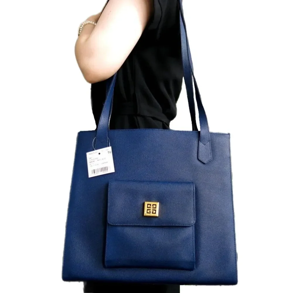 Givenchy [Authentic] NEW Marine Blue Leather 4G Structured Square Shoulder Bag - Picture 3 of 13